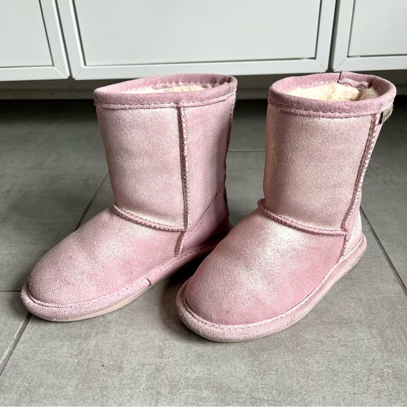BEARPAW | Pink Glitter Suede Boot with wool lining Toddler size 9 - Picture 3 of 9